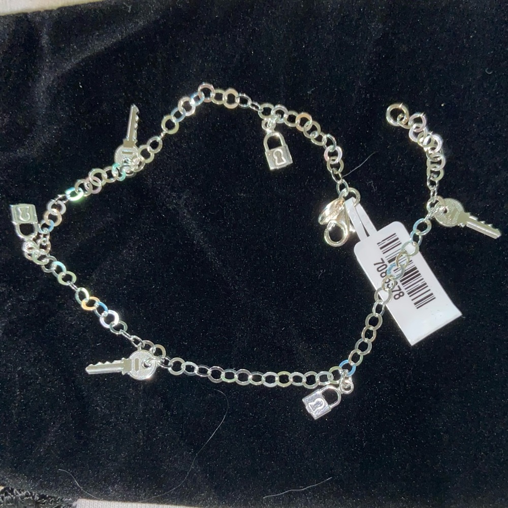 NWT Italian.925 Sterling Silver 3.5mm Rolo Chain Anklet w/Key & Lock Charms! - Picture 7 of 7